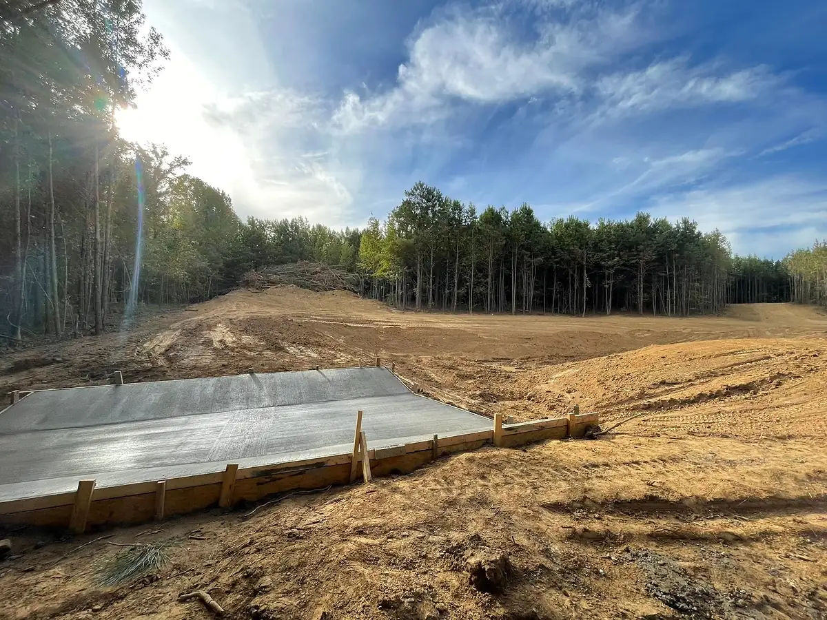 Vapour barrier sheeting laid inside the forms of a large slab